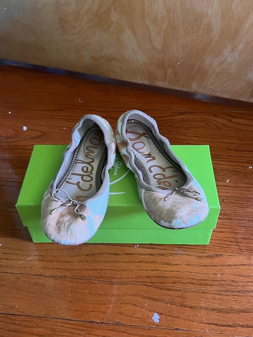 Sam Edelman Felicia Beige and Light Brown Calfhair Ballet Flats
